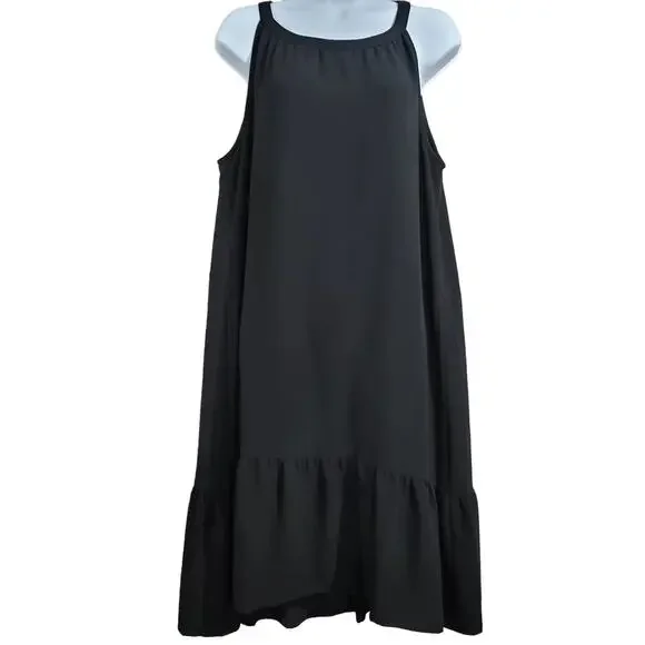 J. Jill Wearever Black Halter Shift Ruffle Dress - Midi‎ Length S - Picture 2 of 12